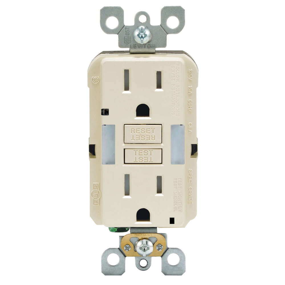 Leviton SmartlockPro NEMA GFCI Outlet 15A 125V Duplex Light Almond - Intensery