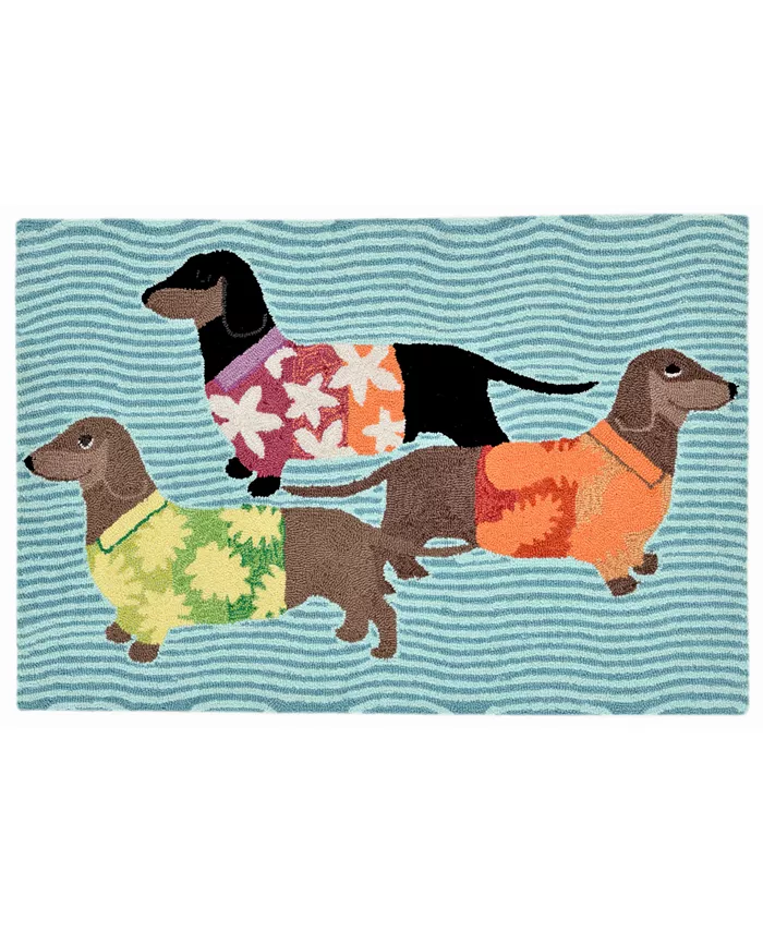 Liora Manne' Liora Manne Front Porch Indoor Outdoor Tropical Hounds Multi 2' x 3' Area Rug - Intensery