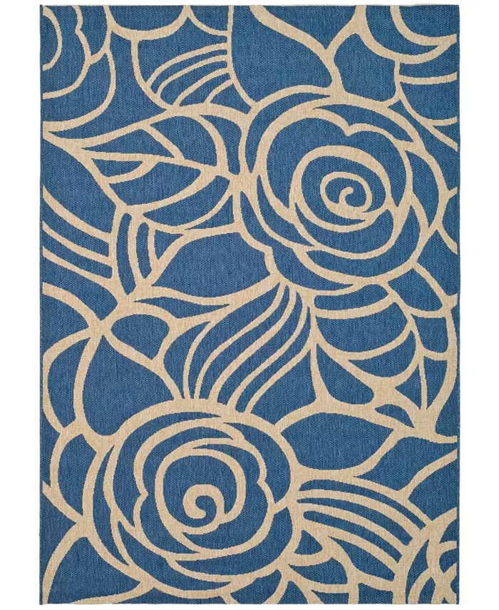Safavieh Courtyard Blue and Beige 9' x 12' Outdoor Area Rug - Intensery