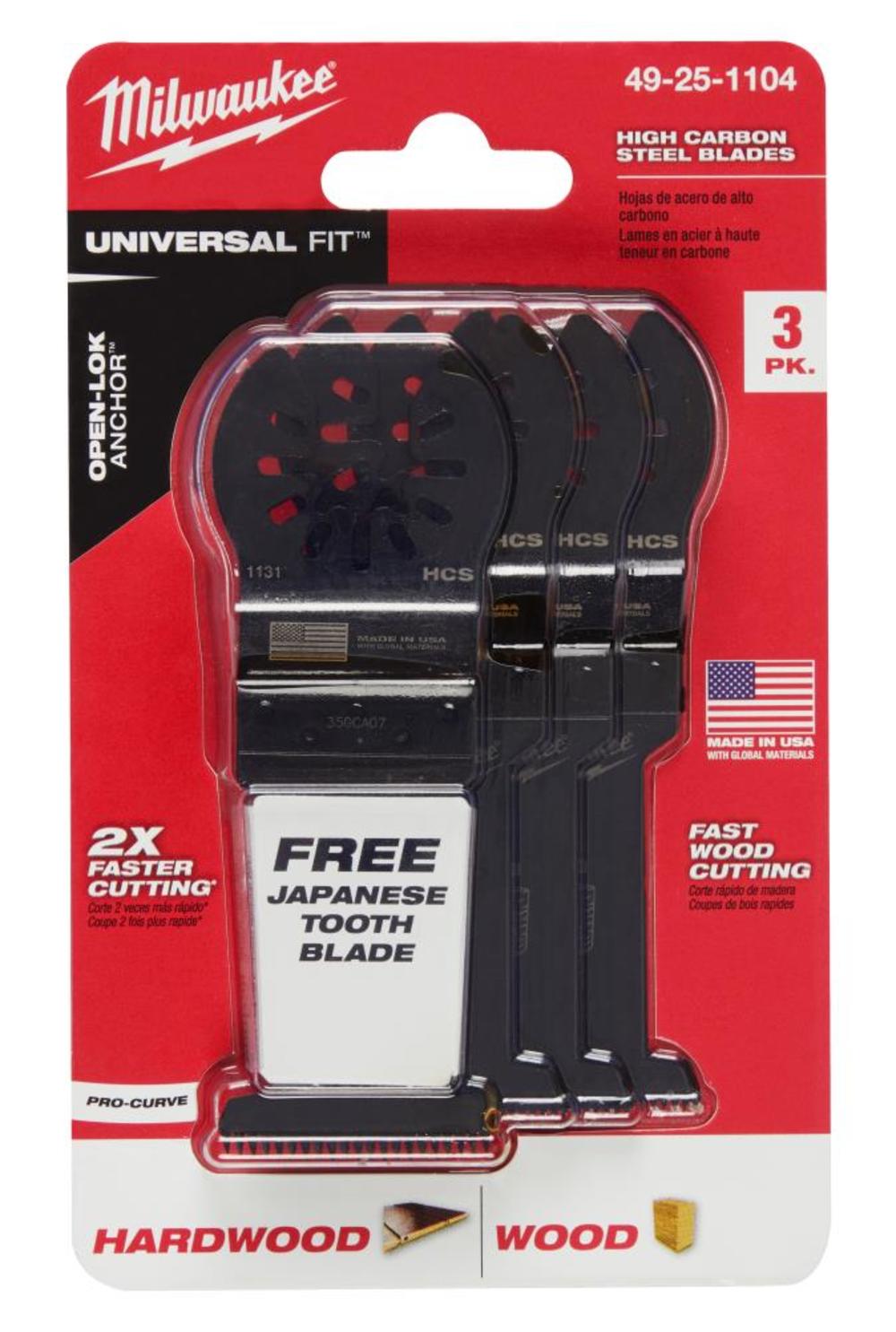 Milwaukee OPEN-LOK HCS Wood Blades 3PK + 1 Free Blade 1 3/8 - Intensery