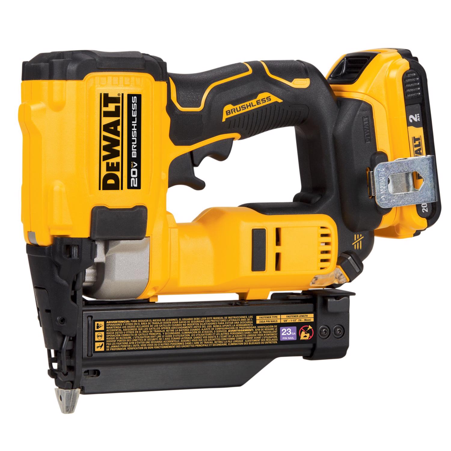 DeWalt Atomic 23 Ga. Cordless Compact Pin Nailer Kit (Battery \u0026 Charger) 20 V - Intensery