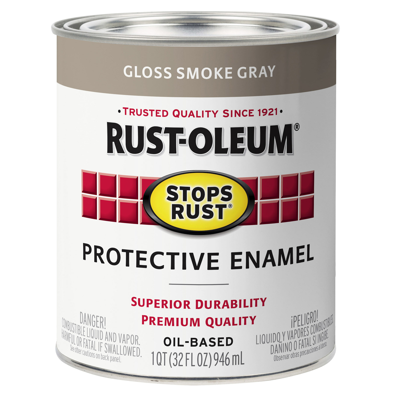 Rust-Oleum Stops Rust Indoor and Outdoor Gloss Smoke Gray Rust Prevention Paint 1 qt - Intensery