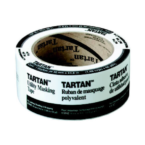 3M 5142-48A Tartan Masking Tape， 60 yd L， 2 in W， Crepe Paper Backing， Tan - Intensery