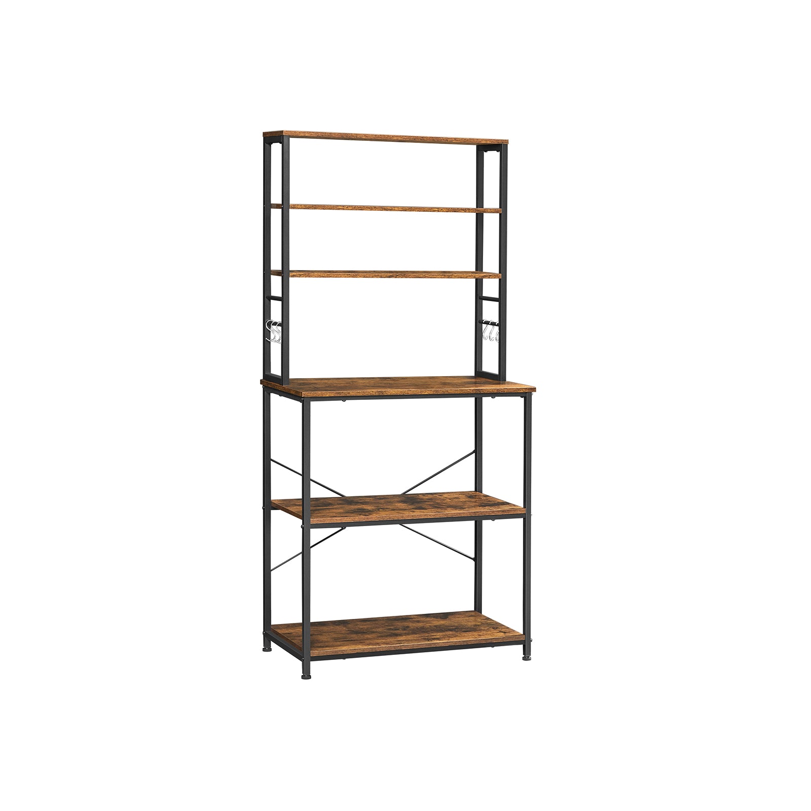 VASAGLE Coffee Bar with 6-Tier Shelves 15.7 x 31.5 x 65.7 InchesRustic Brown + Black/15.7 x 31.5 x 65.7 Inches - Intensery