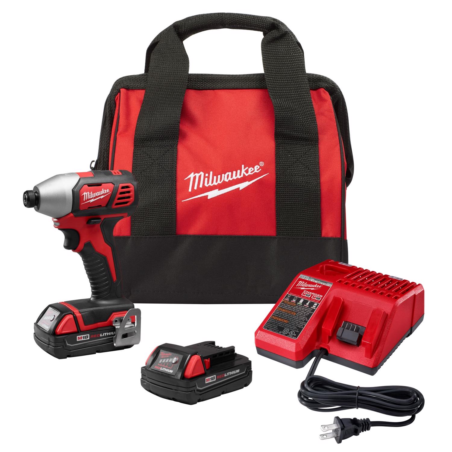 Milwaukee M18 18 V 1/4 in. Cordless Brushed Impact Driver Kit (Battery \u0026 Charger) - Intensery