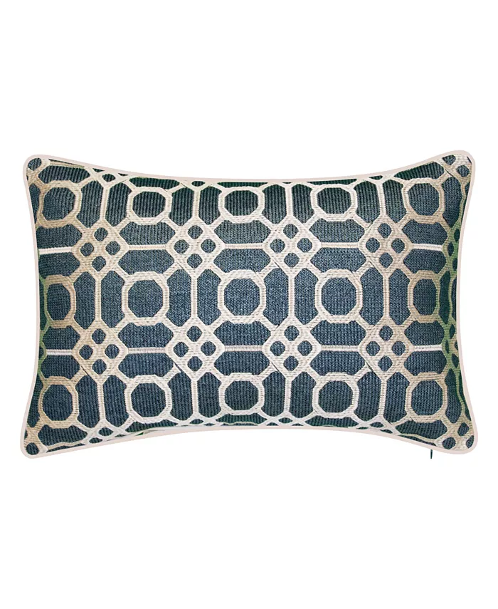 Edieia Geometric Embroidery Lumbar Decorative Pillow， 13 x 21 - Intensery
