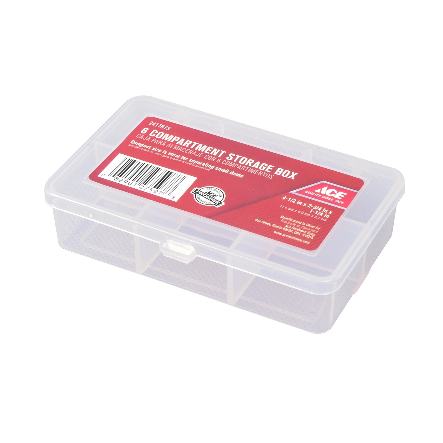 Ace 2-3/4 in. W X 1-1/4 in. H Tool Storage Bin Plastic 6 compartments Clear - Intensery