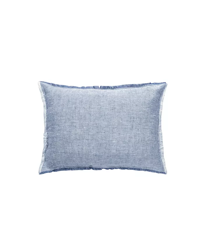 Anaya Home Chambray Blue Linen Down Lumbar Pillow - Intensery
