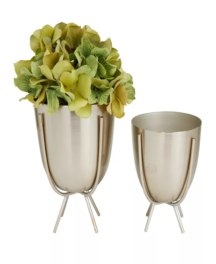 CosmoLiving Metal Small Planter with Removable Stand Set of 2 - Intensery