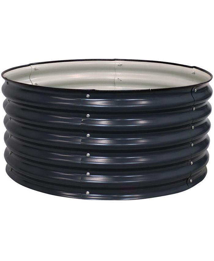 Sunnydaze Decor Galvalume Steel Round Raised Garden Bed - Dark Gray - 36 in - Intensery