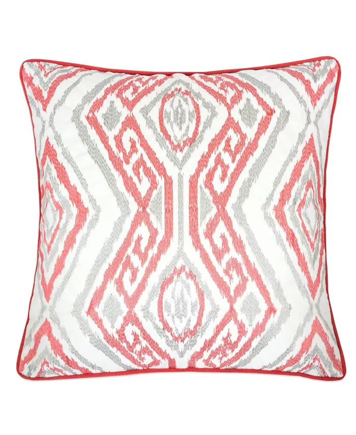 Homey Cozy Jessie Ikat Embroidery Square Decorative Throw Pillow - Intensery
