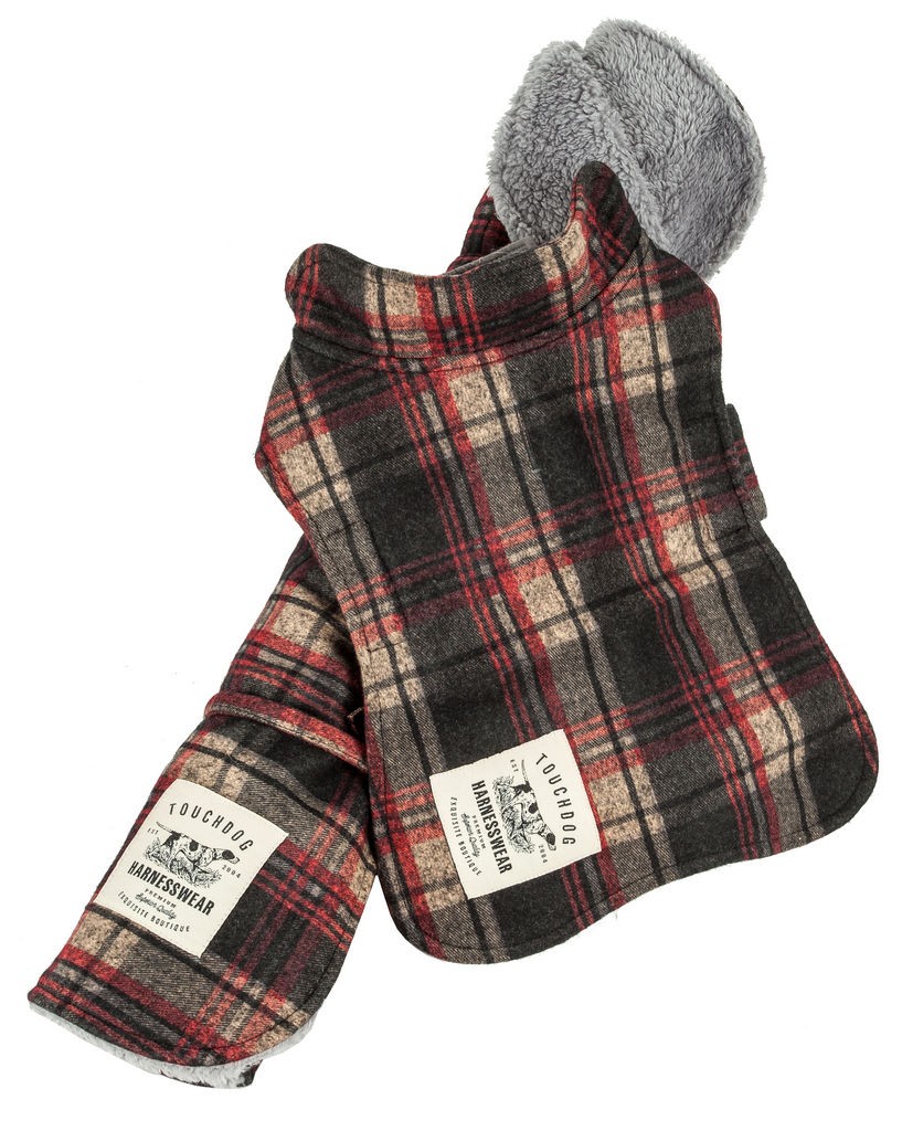 Touchdog 2-In-1 Tartan Plaided Dog Jacket With Matching Reversible Dog Mat in Red Plaid (X-small) - Pet Life JB1RDXS - Intensery