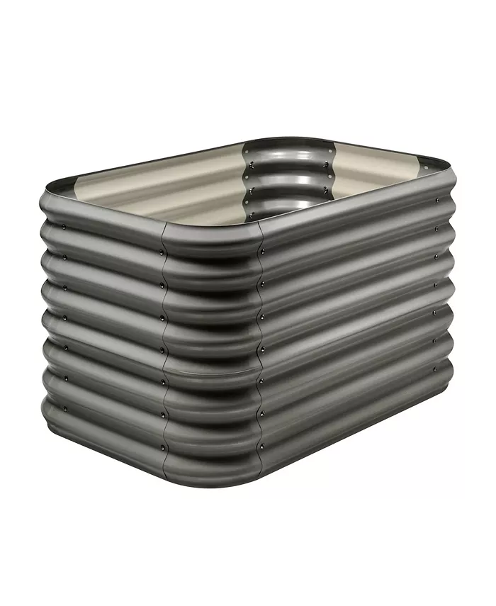 Stratco Corrugated Metal Double Height Raised Garden Bed， Slate - Intensery