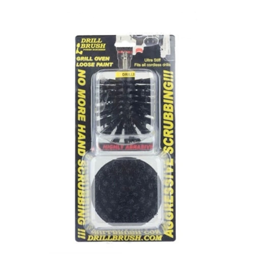 Drill Brush Grill and Heavy Duty Cleaning Kit Ultra Stiff Nylon Bristles， 2pc - Intensery