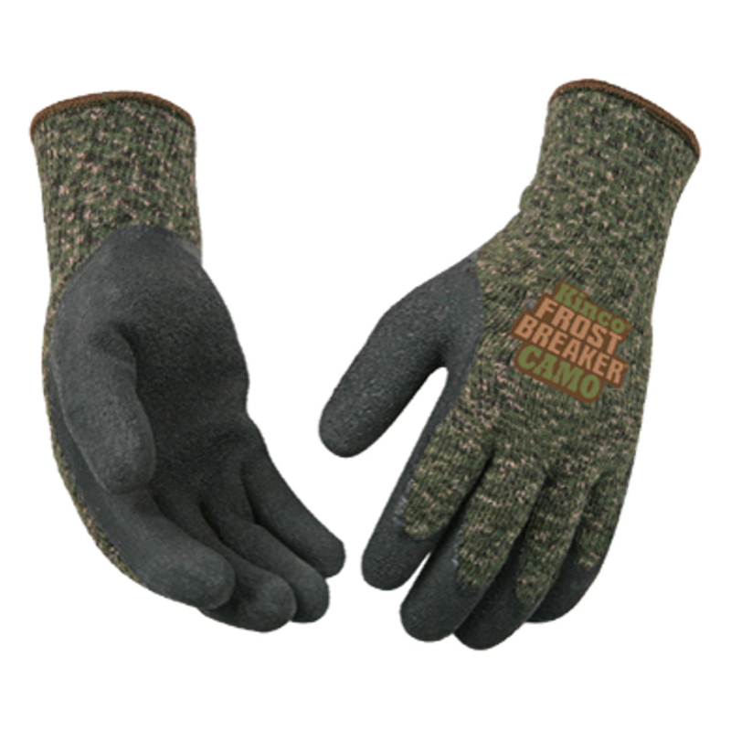 Kinco Frost Breaker Men\u0027s Indoor/Outdoor Thermal Dipped Gloves Camouflage XL 1 pair - Intensery