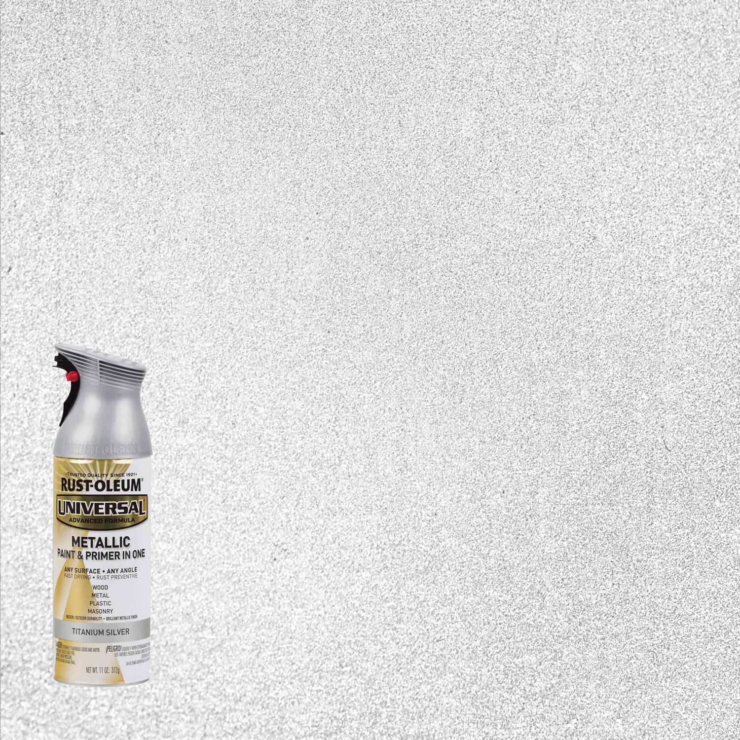 Rust-Oleum Universal Titanium Silver Metallic Spray Paint 11 oz - Intensery