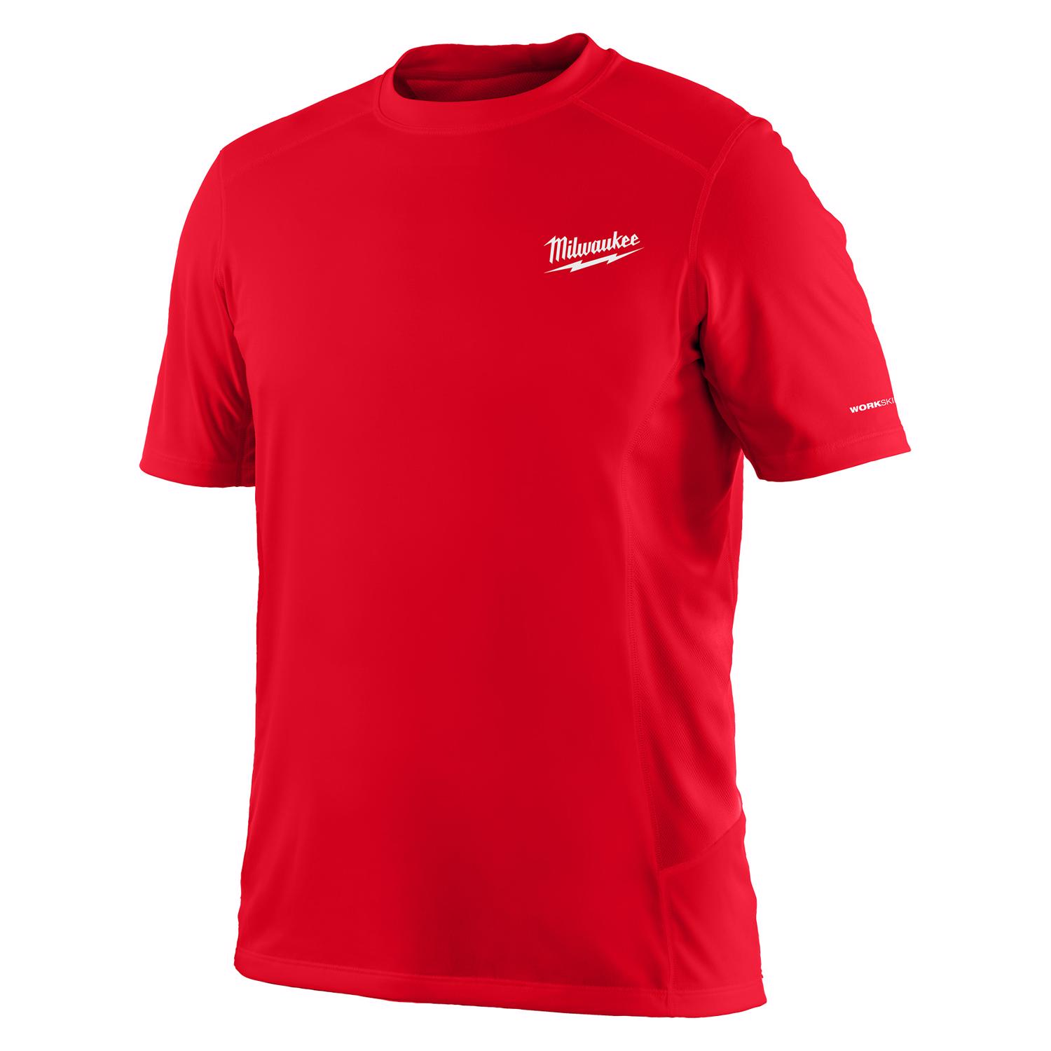 Milwaukee Workskin L Short Sleeve Men\u0027s Crew Neck Red Lightweight Performance Tee Shirt - Intensery