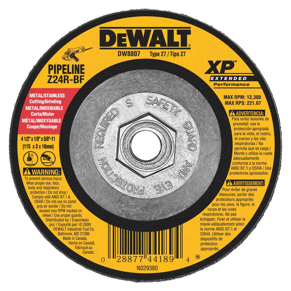 DEWALT 4-1/2 In. x 1/8 In. x 5/8 In. to 11 XP Grinding Wheel DW8807 from DEWALT - Intensery
