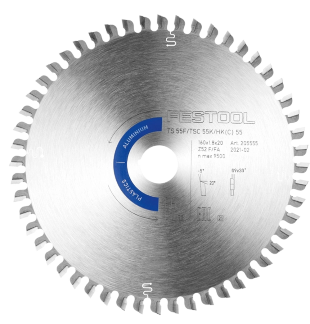 Festool  Saw Blade Aluminum and Plastics 52 Tooth for TSC 55 K - Intensery