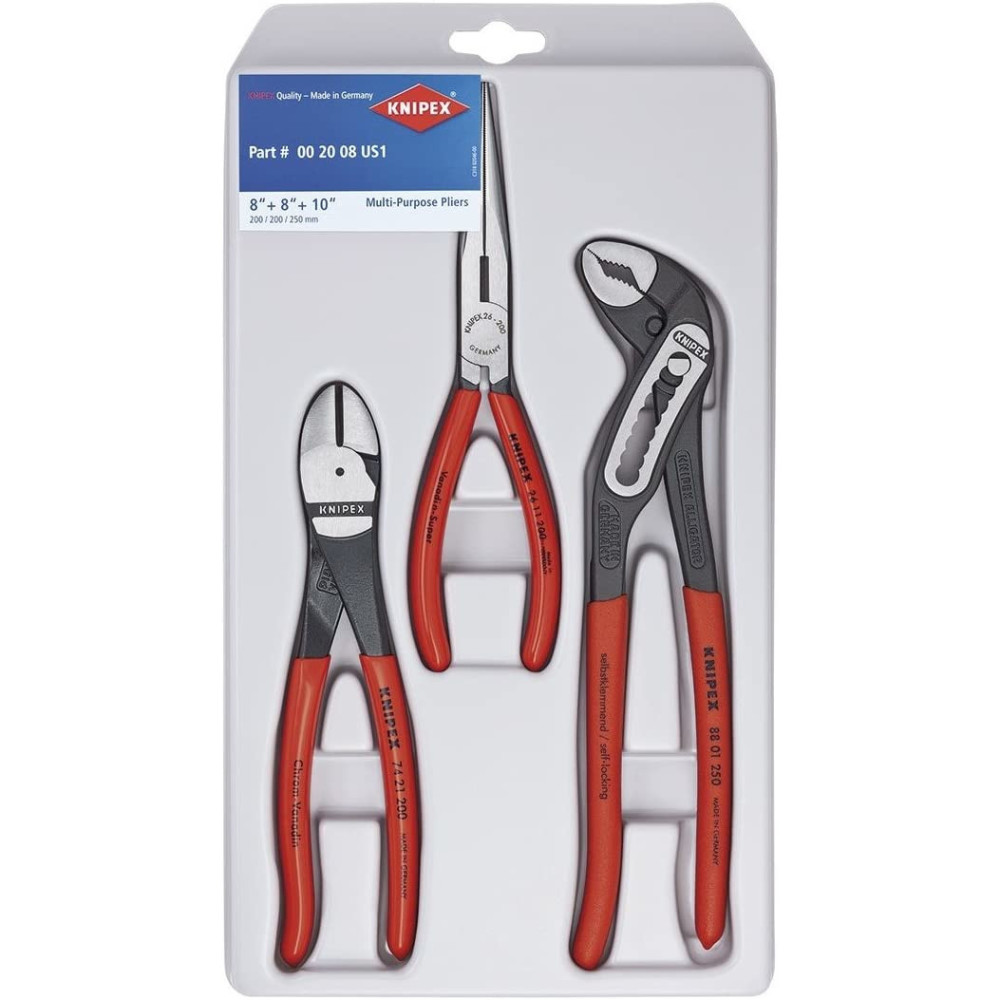 Knipex Universal Kraft 1 Pliers Set in Plastic Packaging 3pc - Intensery