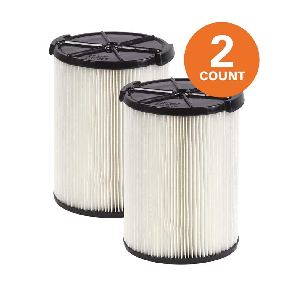 RIDGID 1-Layer Standard Pleated Paper Filter for Most 5 Gallon and Larger RIDGID Wet/Dry Shop Vacuums (2-Pack) VF4200 - Intensery