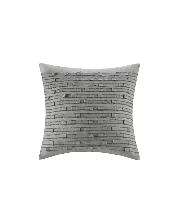 Gracie Mills Cotton Square Pillow with Taupe Finish - Intensery