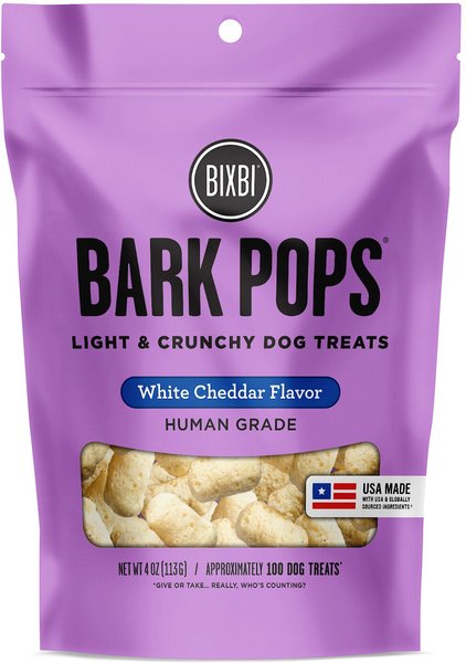BIXBI Bark Pops Chicken-Free White Cheddar Flavor Light and Crunchy Dog Treats - Intensery