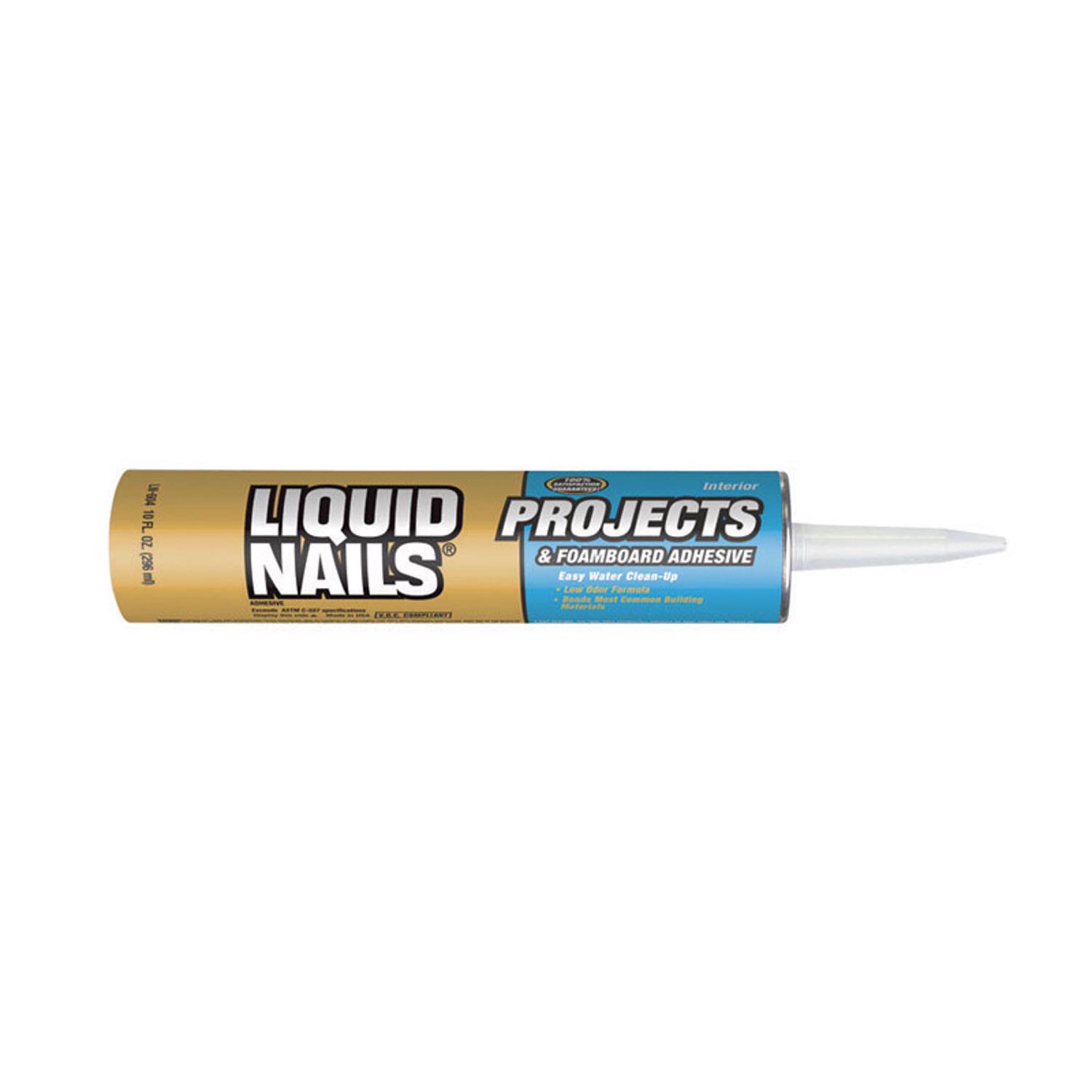 Liquid Nails Projects \u0026 Foamboard High Strength Latex Adhesive 10 oz - Intensery