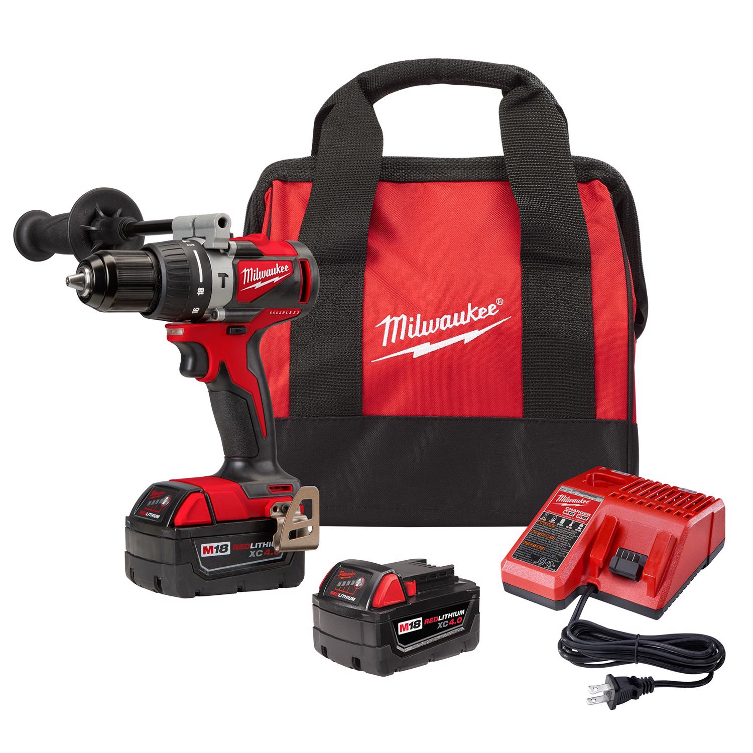 Milwaukee M18 18 V 1/2 in. Brushless Cordless Hammer Drill Kit (Battery \u0026 Charger) - Intensery
