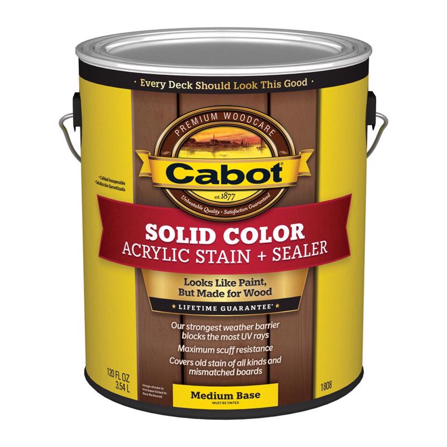 Cabot Solid Color Acrylic Stain \u0026 Sealer Solid Tintable Medium Base Acrylic Deck Stain 1 gal - Intensery
