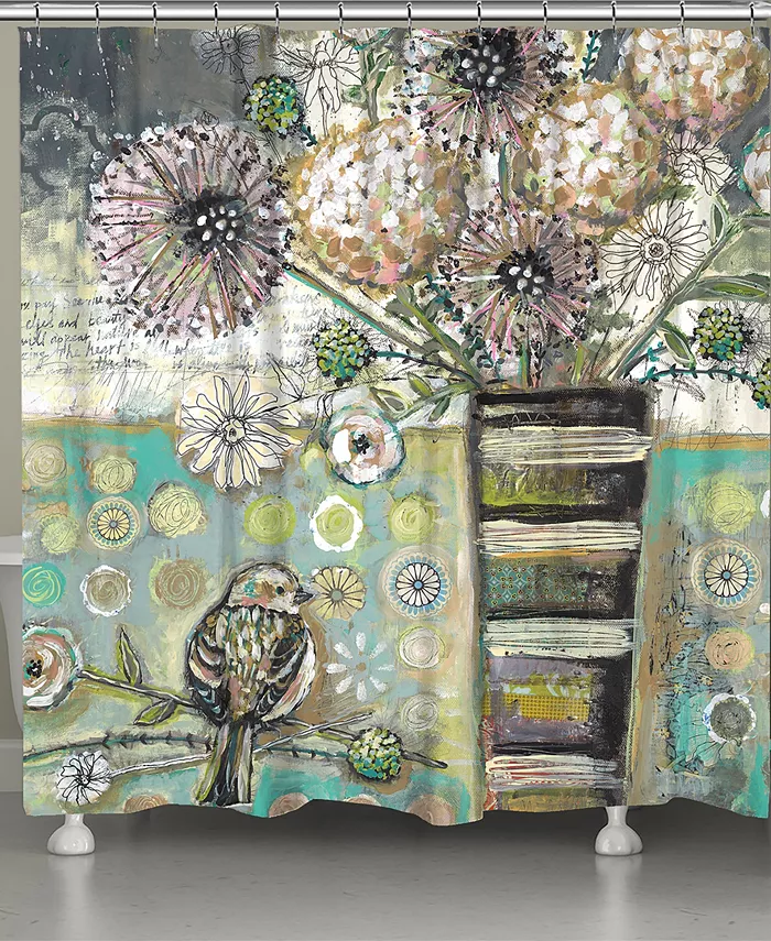 Laural Home Bird and Bouquet Shower Curtain - Intensery