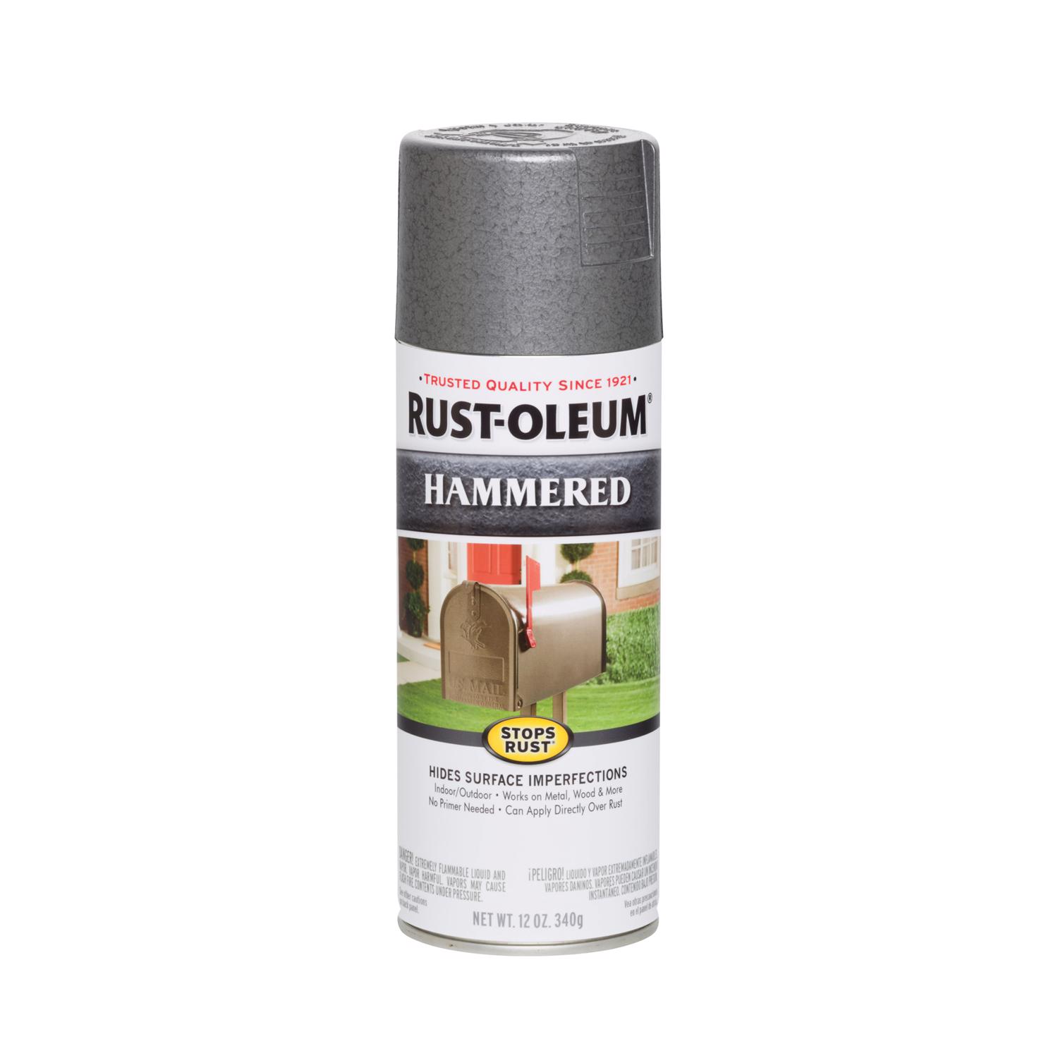 Rust-Oleum Stops Rust Hammered Gray Spray Paint 12 oz - Intensery