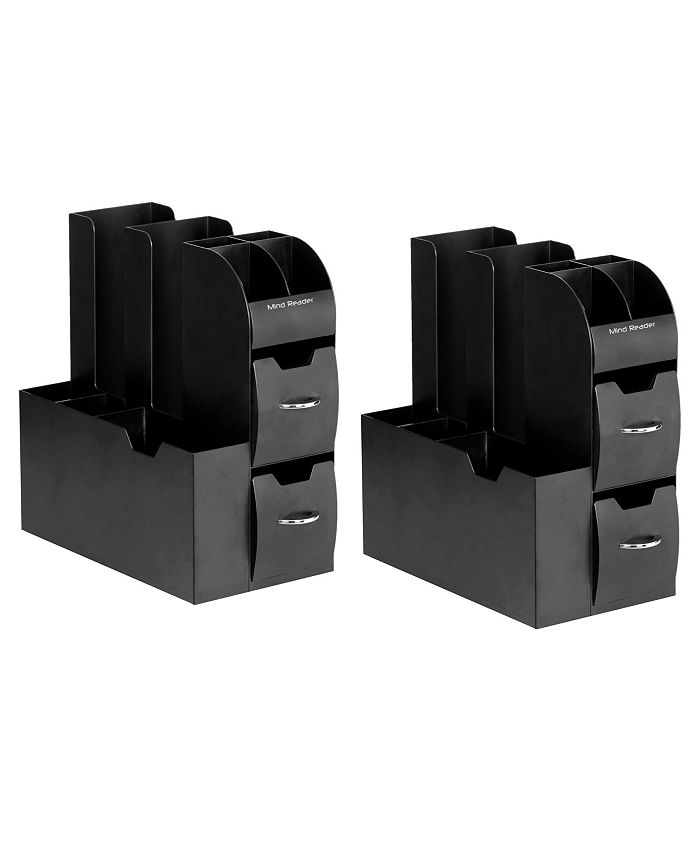 Mind Reader Anchor Collection， 11-Compartment Coffee Cup and Condiment Dispenser with 2 Drawers， Set of 2 - Intensery