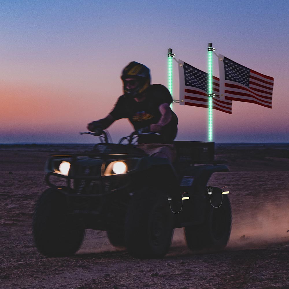 3ft Whip Lights Set(2) RGB LED Flagpole Remote - Intensery