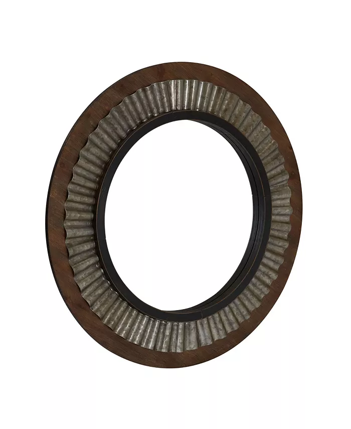 Household Essentials Wood Framed Sunburst Metal Mirror - Intensery