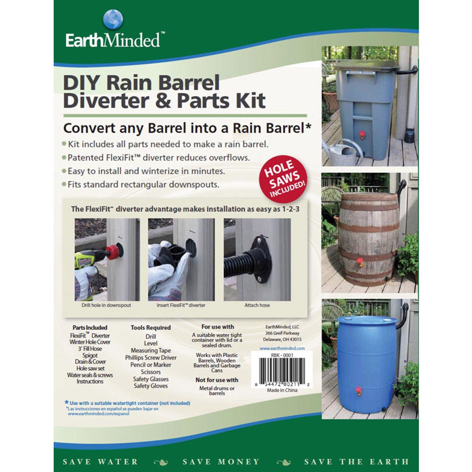 EarthMinded Rain Barrel Diverter Kit Plastic - Intensery