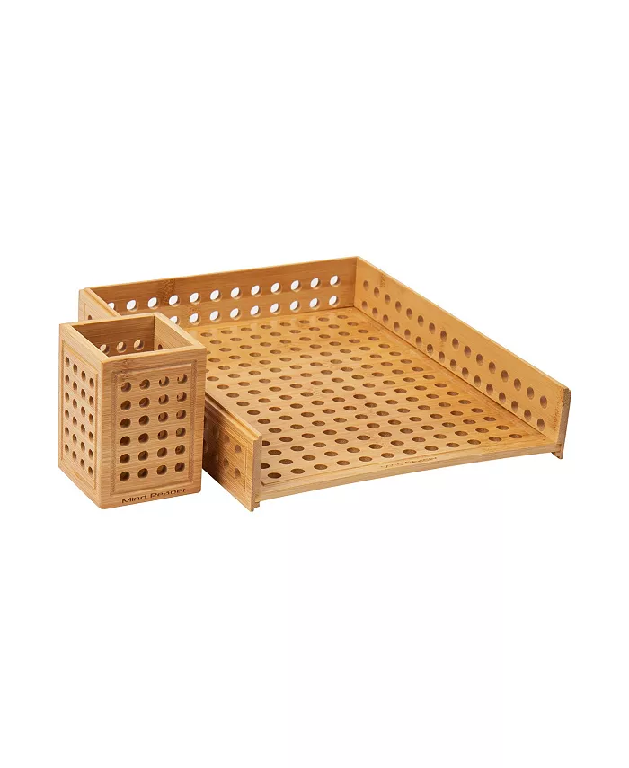 Mind Reader Lattice Collection， Paper Tray and Pen Cup Set， Office， Rayon from Bamboo - Intensery