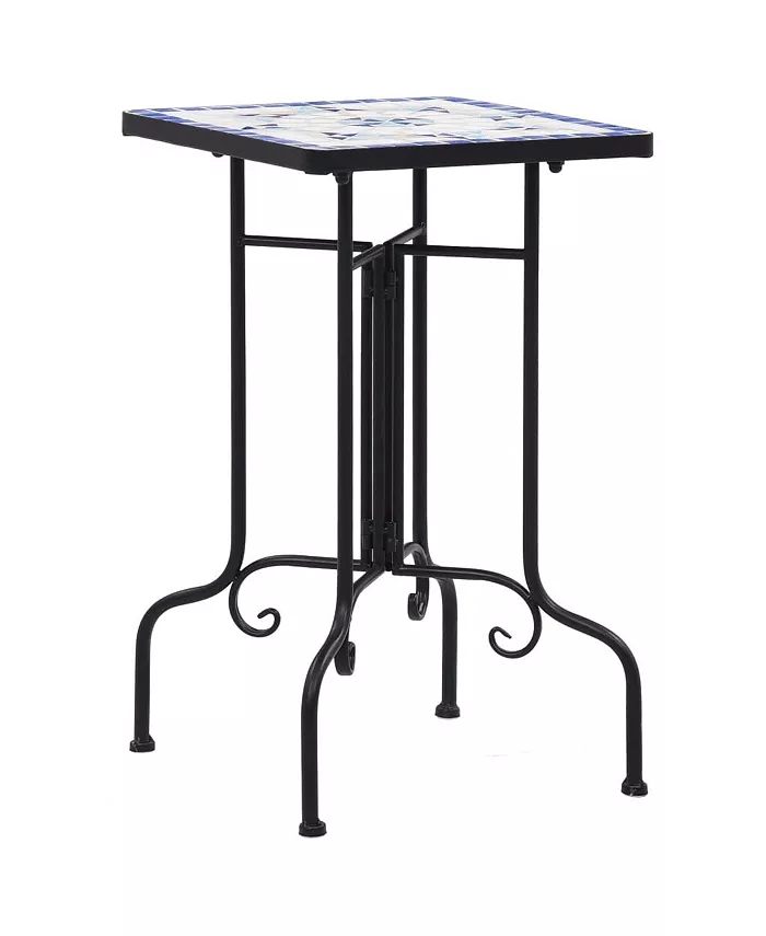 vidaXL Mosaic Side Table Blue and White Ceramic - Intensery