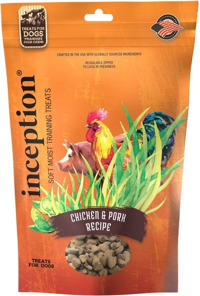 Inception Chicken and Pork Flavored Soft and Chewy Dog Treats， 4-oz bag - Intensery
