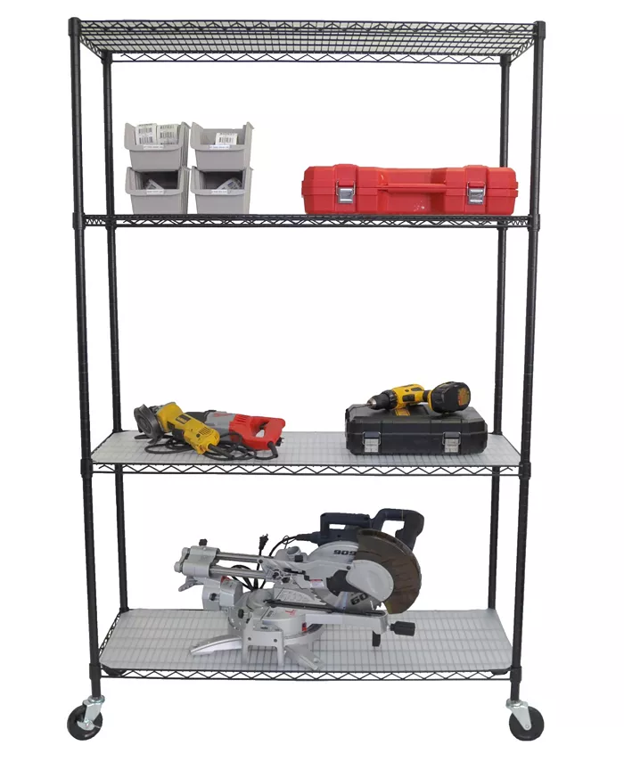 TRINITY 4-Tier Wire Shelving Rack with NSF Includes Wheels and Liners - Intensery