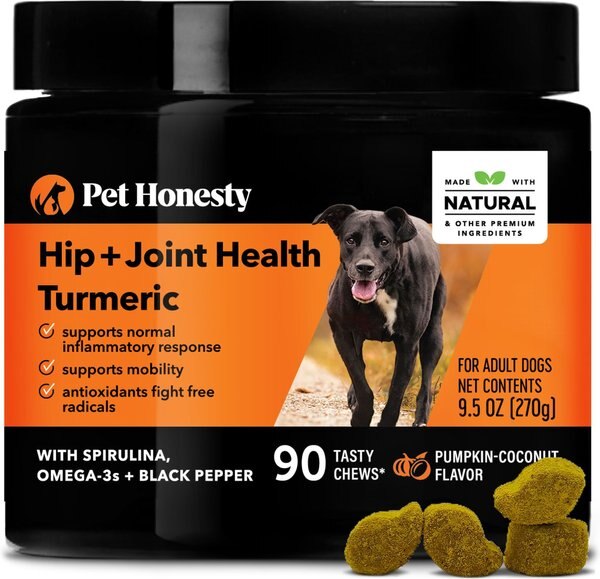 PetHonesty Hip + Joint Health Turmeric Pumpkin and Coconut Flavored Soft Chews Joint Supplement for Dogs - Intensery