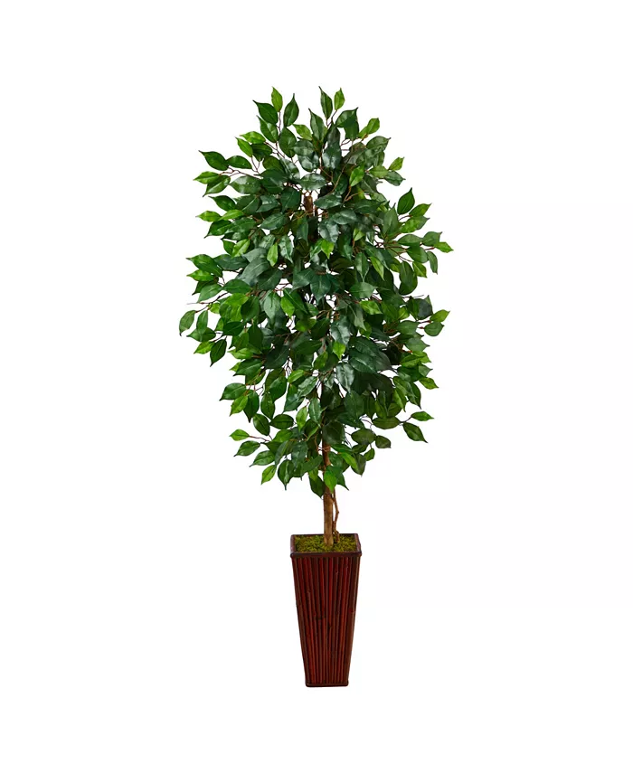 Nearly Natural 5' Fiscus Artificial Tree in Bamboo Planter - Intensery