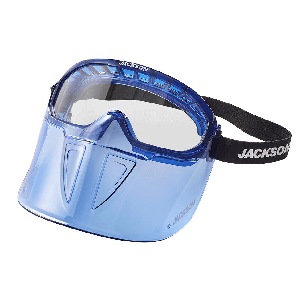 GPL500 Premium Goggle with Detachable Face Shield， Clear Lens， Anti-Fog Coating， Blue Frame - Intensery