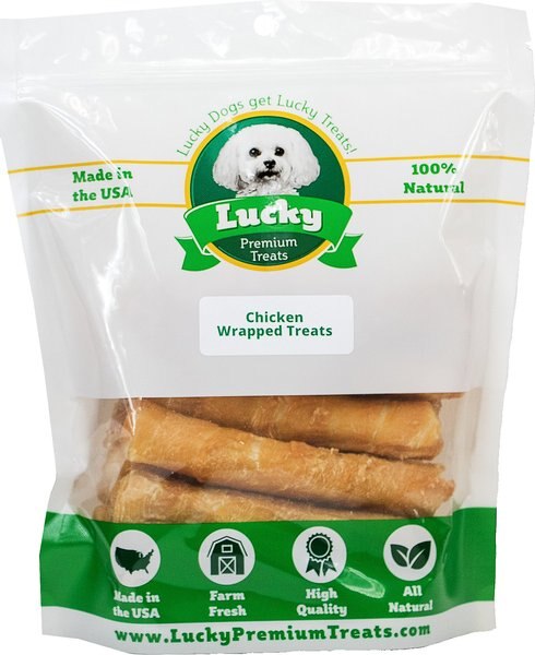 Lucky Premium Treats Medium Chicken Wrapped Rawhide Dog Treats - Intensery
