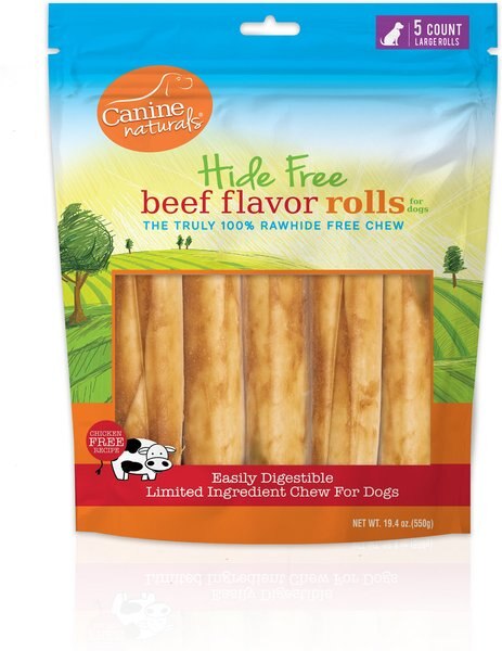Canine Naturals Hide Free 7-inch Beef Flavor Stick Dog Chew， 5 count - Intensery