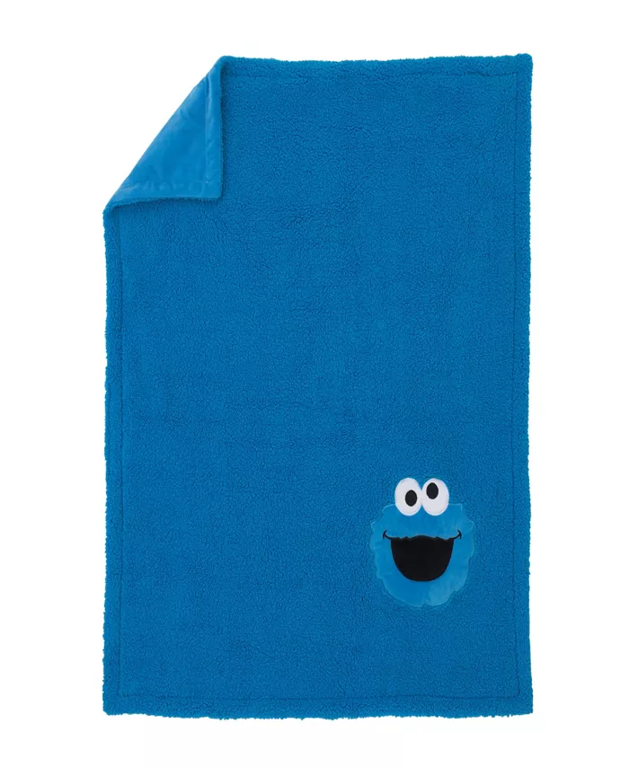 Macy's Sesame Street Cookie Monster Sherpa Blanket with Applique - Intensery