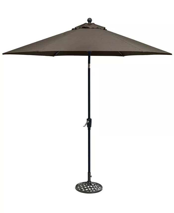 Agio Chateau Outdoor 9' Push Button Tilt Umbrella with Outdoor Fabric and Base， Created for Macy's - Intensery