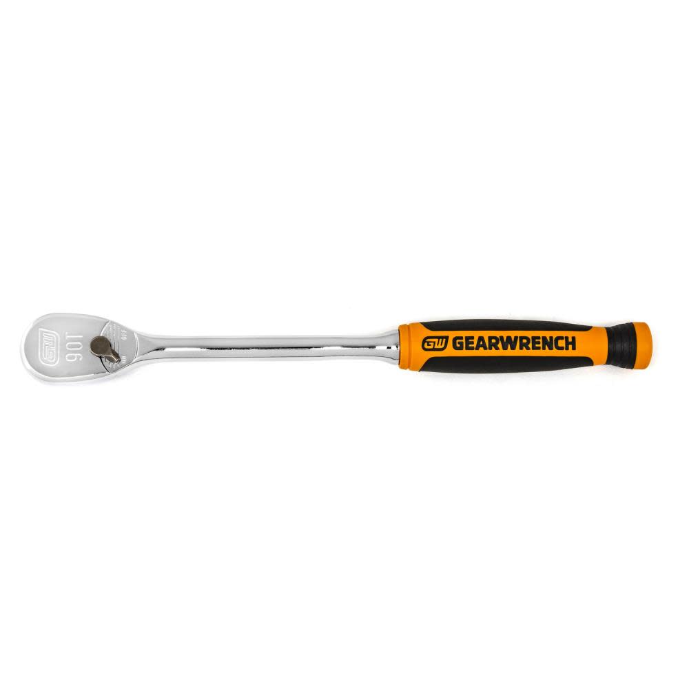 1/4 Drive 90 Tooth Long Handle Dual Material Teardrop Ratchet 8 - Intensery