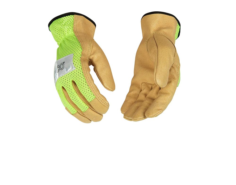 Kinco Medium High-Visibility Lime Green Pigskin Leather Gloves - Intensery
