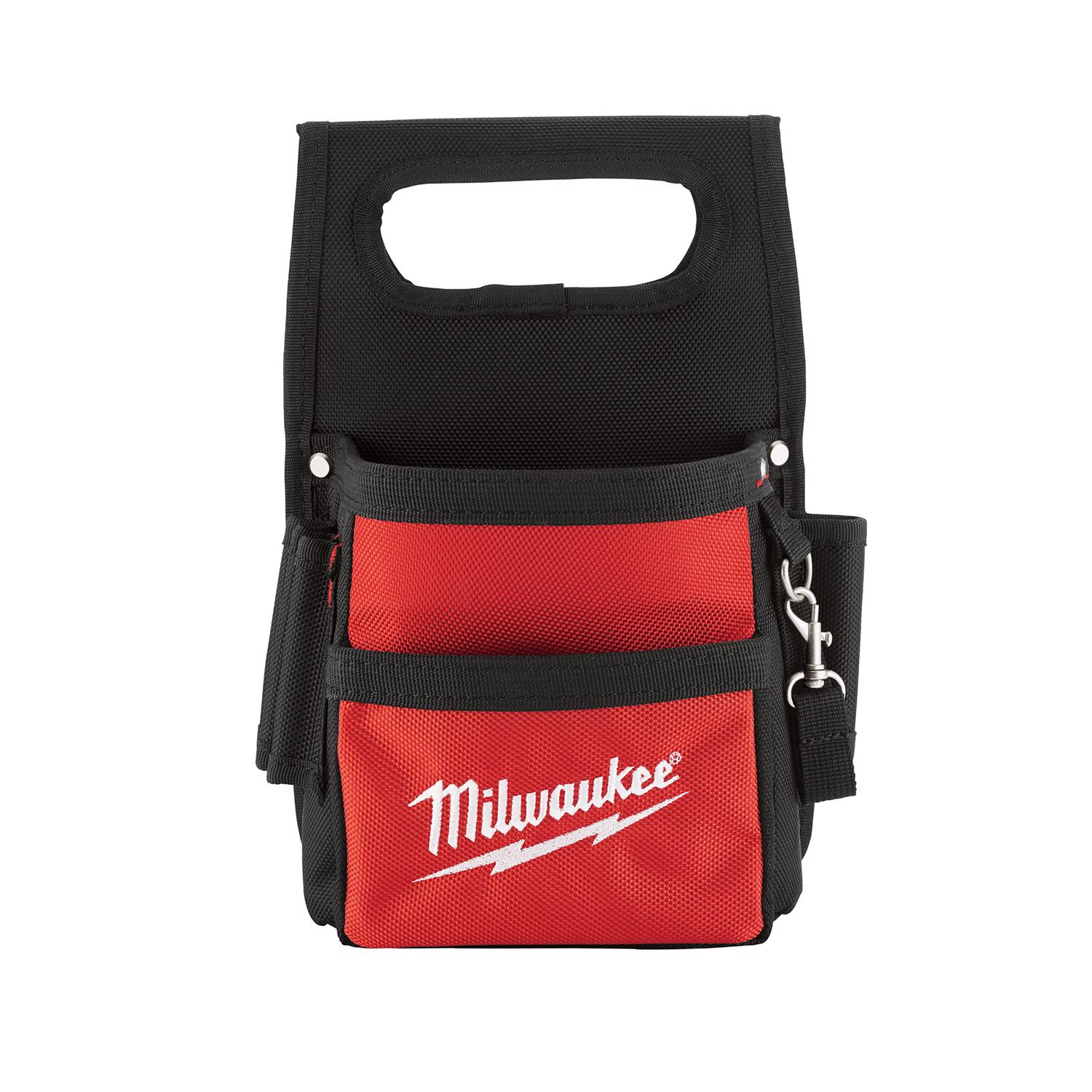 Milwaukee 3 in. W Ballistic Nylon Electrician\u0027s Pouch 13 pocket Black/Red 1 pc - Intensery